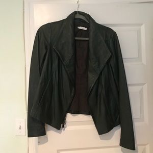 Vince Scuba Leather Jacket Green Sz M